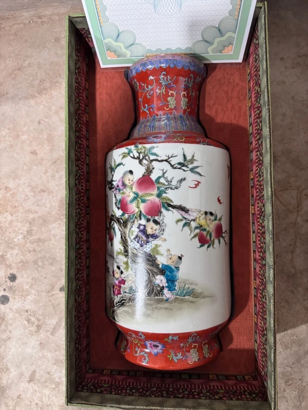 白色童子瓷瓶一个摆件链接富贵