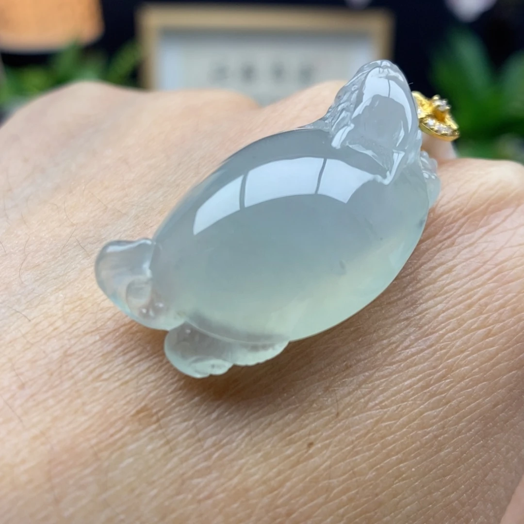 翡翠18K金镶嵌颈饰吊坠76