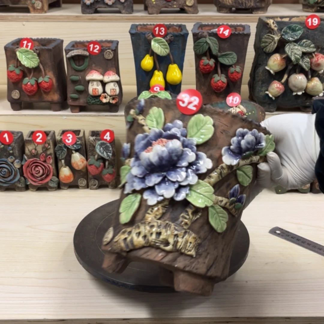 【闪购商品】紫砂花盆32号内口16.5×15脚高19.5