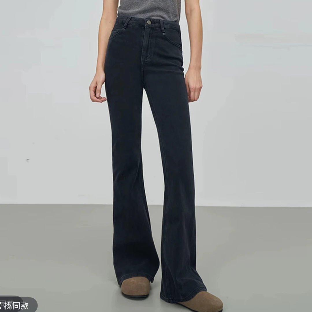 【98101】新款高腰显瘦微喇牛仔裤弹力拖地喇叭长裤