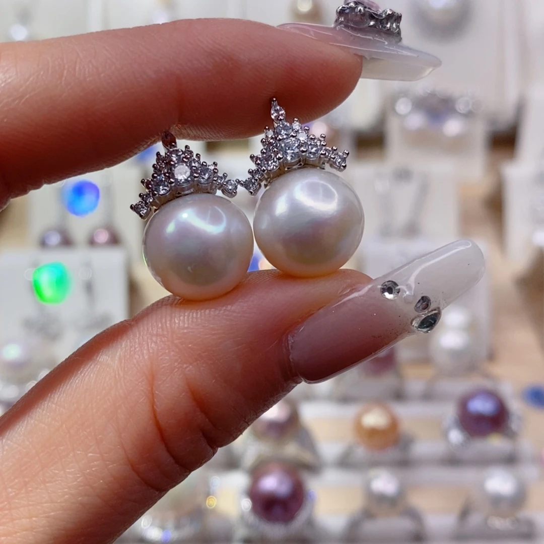 淡水珍珠耳饰合金