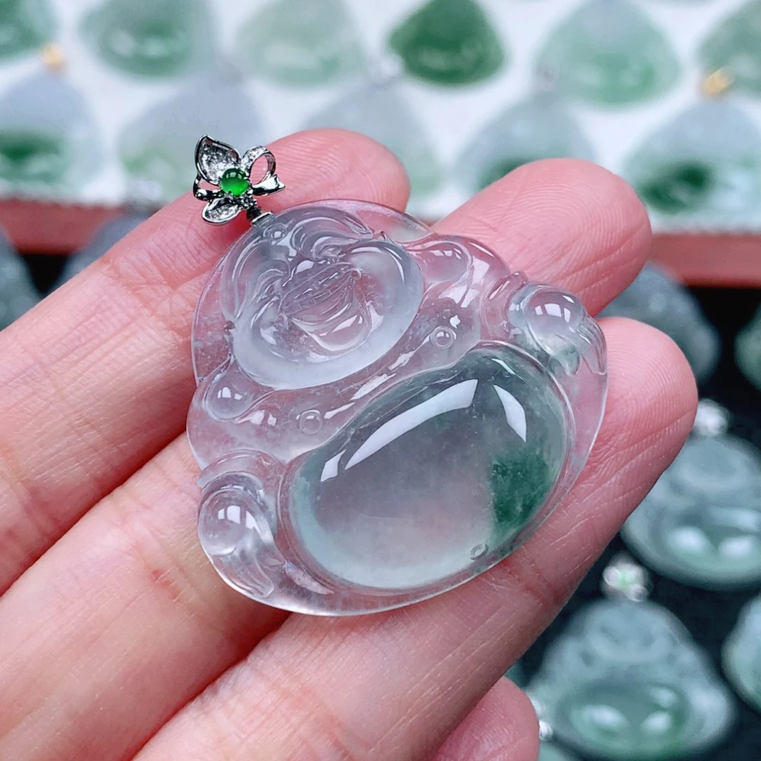 吊坠(不含链)18K金镶嵌翡翠