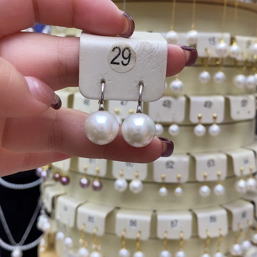 淡水珍珠耳饰银S925镶嵌