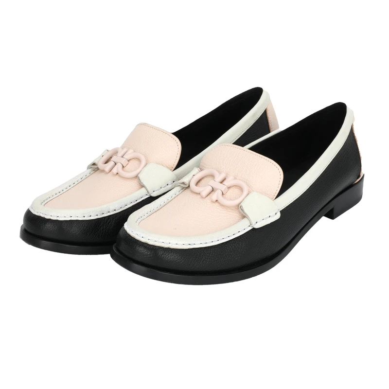 FERRAGAMO/菲拉格慕 黑粉拼色男士乐福鞋101024800