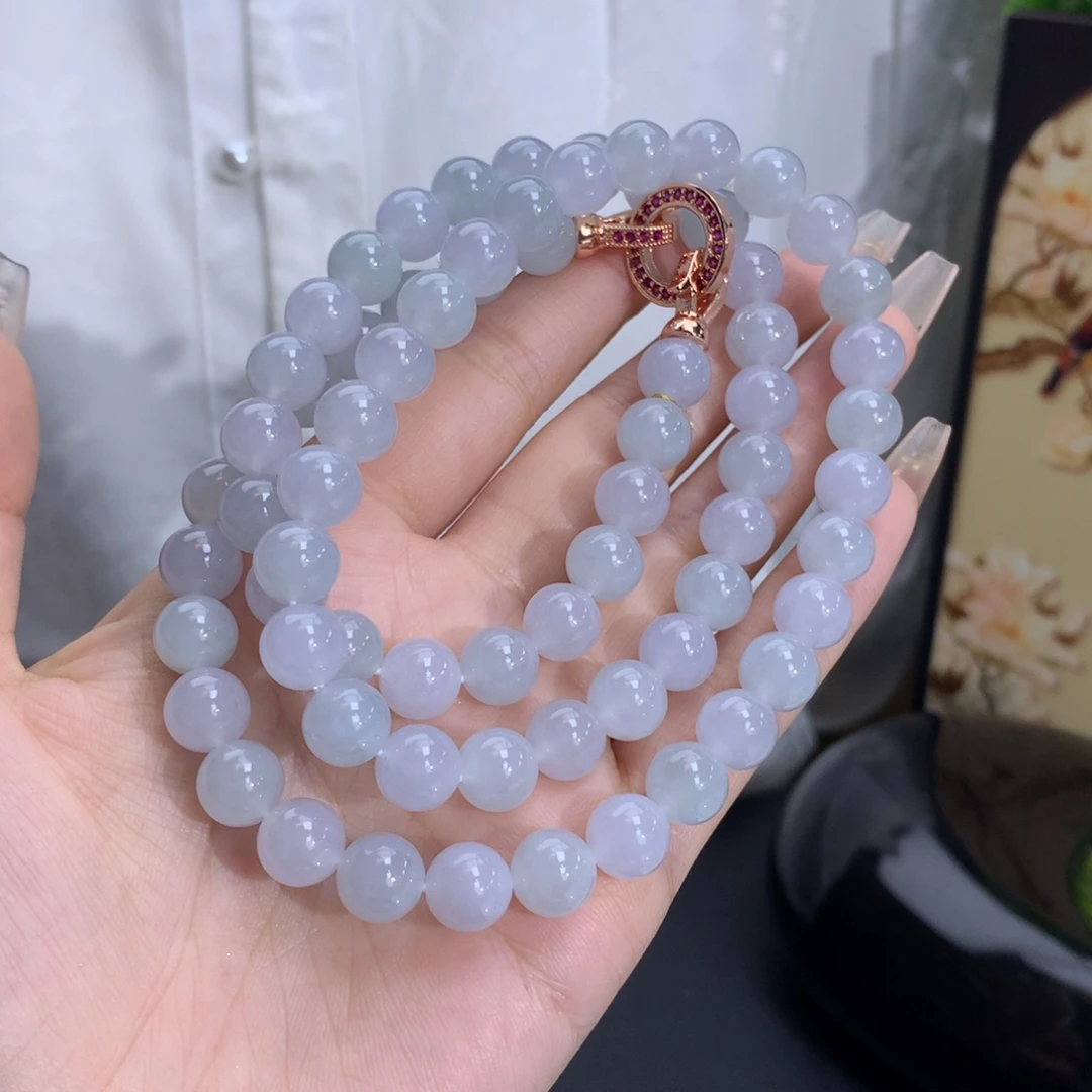 翡翠手链未镶嵌卡9.0冰润胶蓝紫底