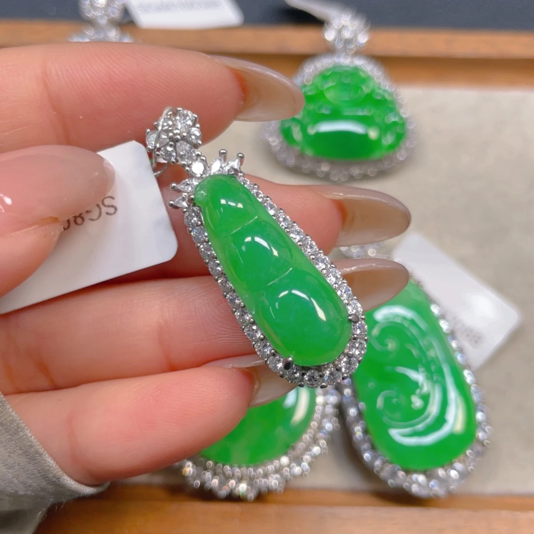 翡翠银S925镶嵌挂件
