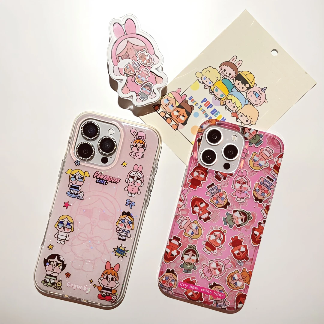 创意细闪卡通可爱手机壳适用于苹果15promax.16promax