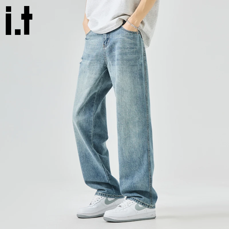 i.t:CHOCOOLATE美式直筒牛仔裤男士2025秋季新款宽松百搭阔腿长裤