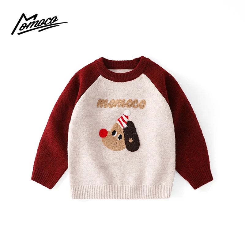MOMOCO秋冬季新款男童可爱圣诞小狗套头毛衣75430230098