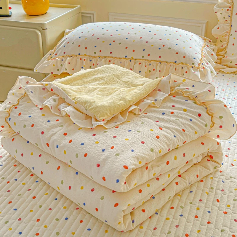 小清新木棉皱皱纱夏被床盖床裙夏凉被非全棉空调被学生单双人薄款