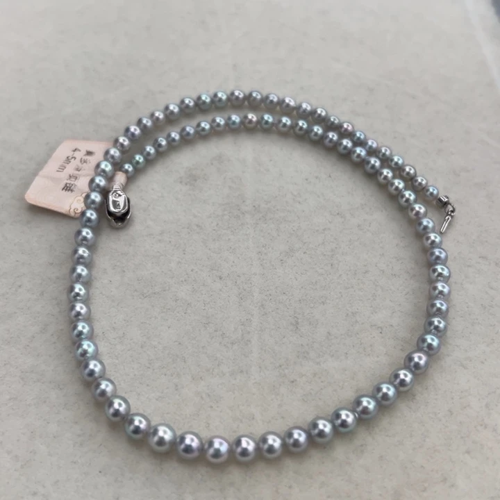 海水珍珠颈饰银S925镶嵌ak真多麻项链4-5mm