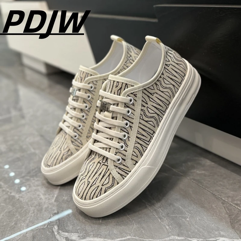 PDJW2025夏季新款痞帅布鞋透气舒适时尚潮流懒人板鞋百搭休闲鞋男