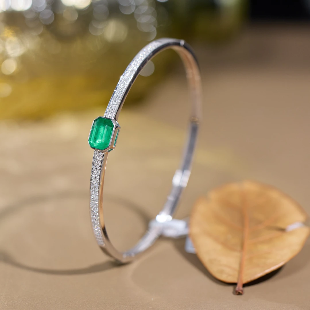 【歪歪】祖母绿手镯*18K金镶嵌（多样性发一）XB-S4027