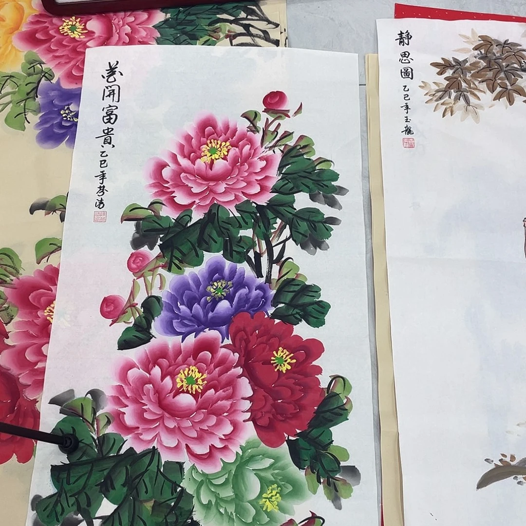 国画国画作品原稿三尺牡丹