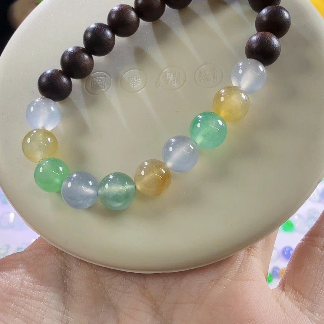 翡翠未镶嵌颈饰马卡龙色系圆珠卡8.4mm