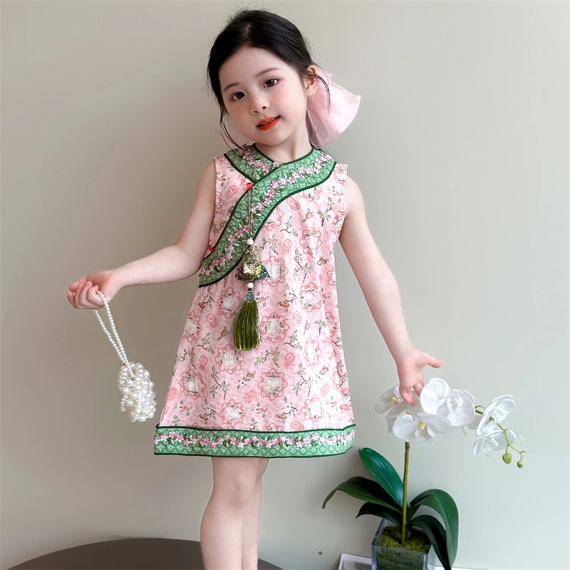 女童旗袍2025新款儿童洋气时髦新中式国风连衣裙女孩夏装公主裙子