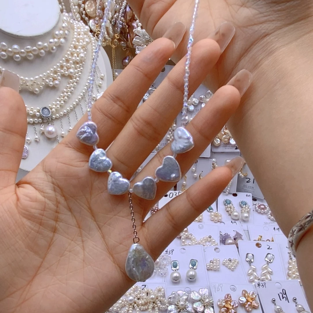 银S925镶嵌淡水珍珠胸饰