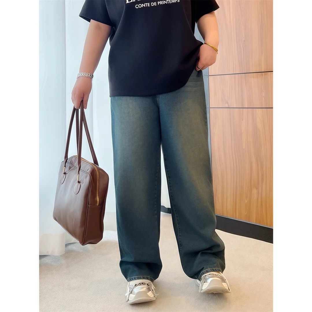 摩登珀斯 / 腿精3.0 复古牛仔直筒裤13942花契200斤胖mm气质百搭