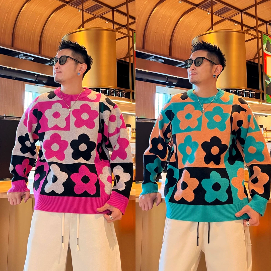 洋气保暖时尚潮流个性休闲宽松冬季韩版圆领套头长袖男款针织毛衣