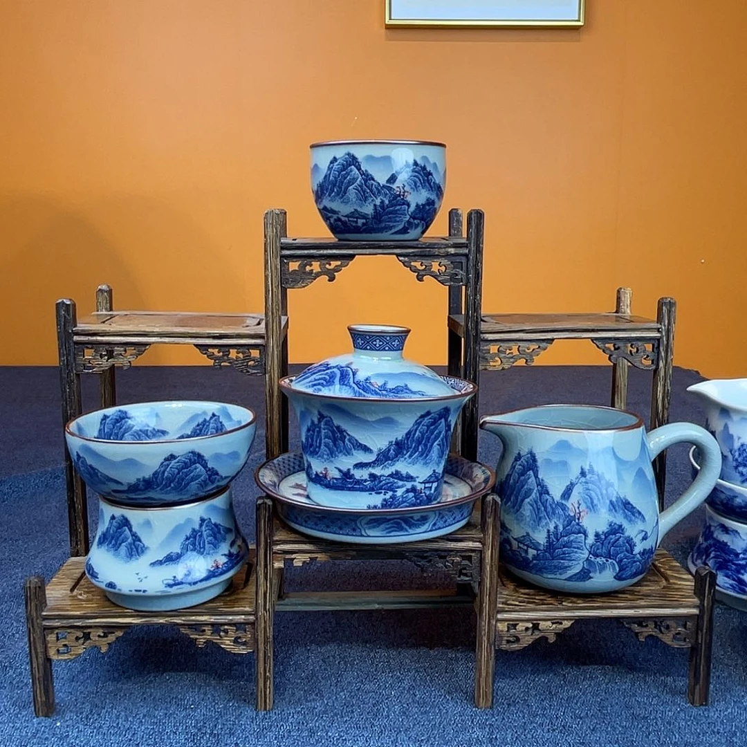 木***林釉里红4件套套装景德镇