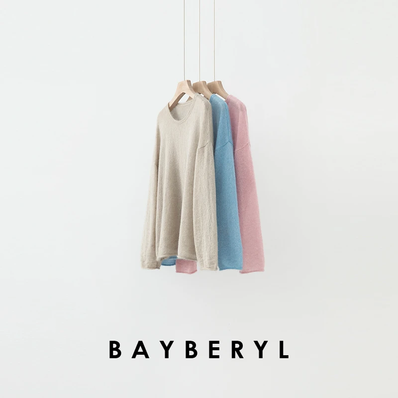 BAYBERYL老贝空气马海微透慵懒圆领套头25春针织衫ZZS5A0207