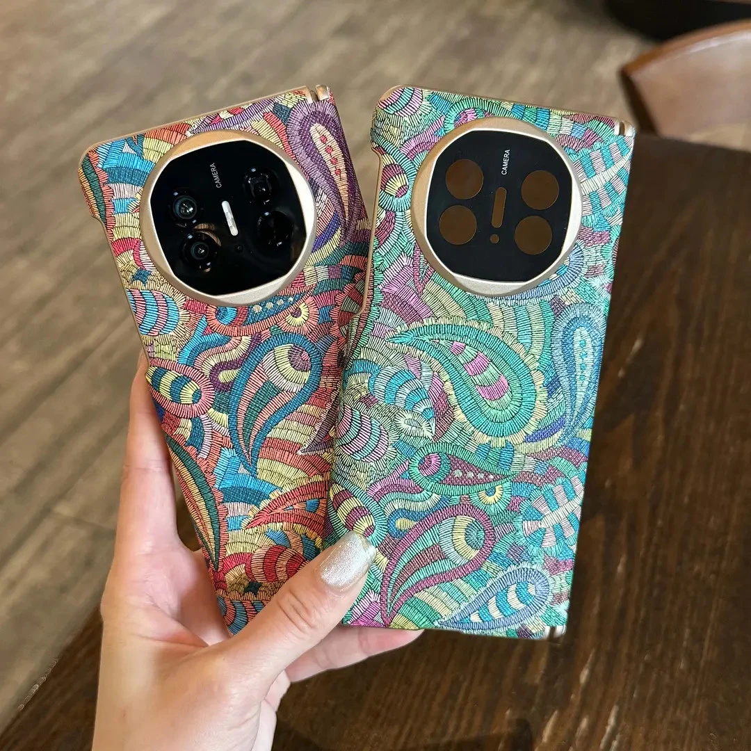 新款缤纷腰果花适用华为matex6手机壳双中轴x5典藏版折叠x3保护套