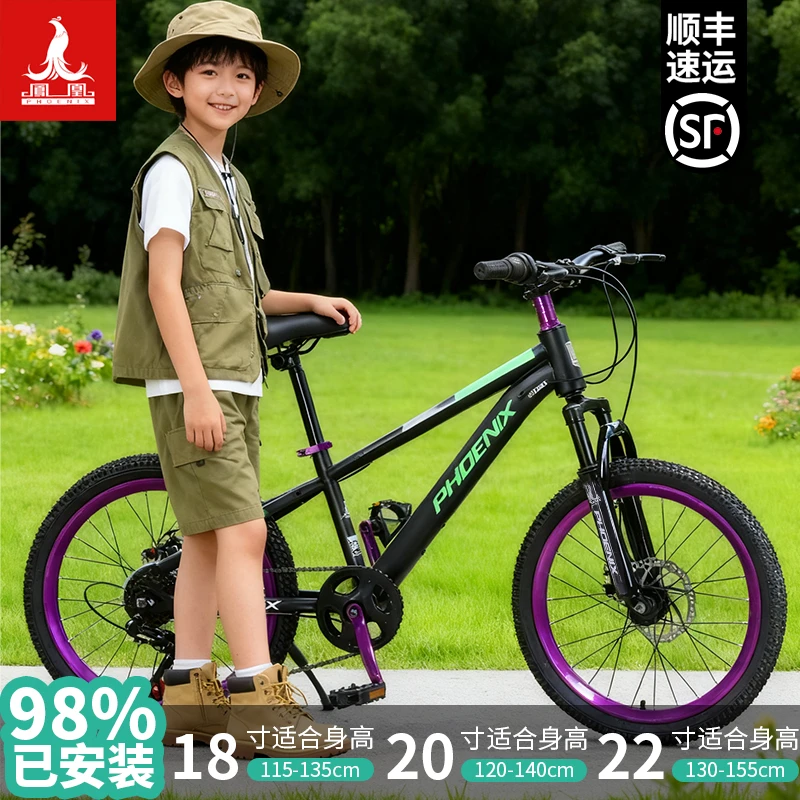 凤凰儿童车单速变速山地自行车适合8 - 15岁青少年变速自行车