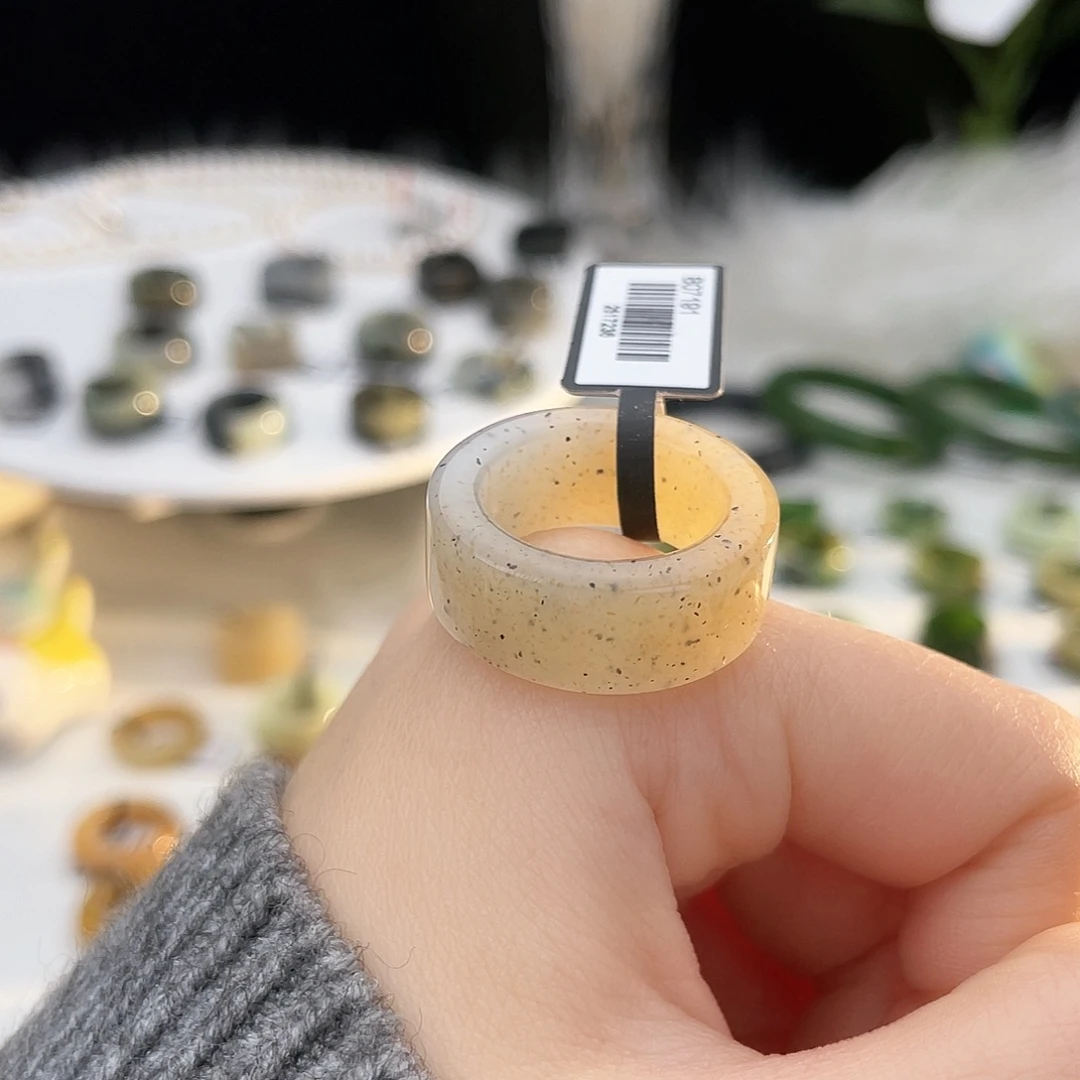 和田玉未镶嵌戒指k10 百香果直切17.4mm