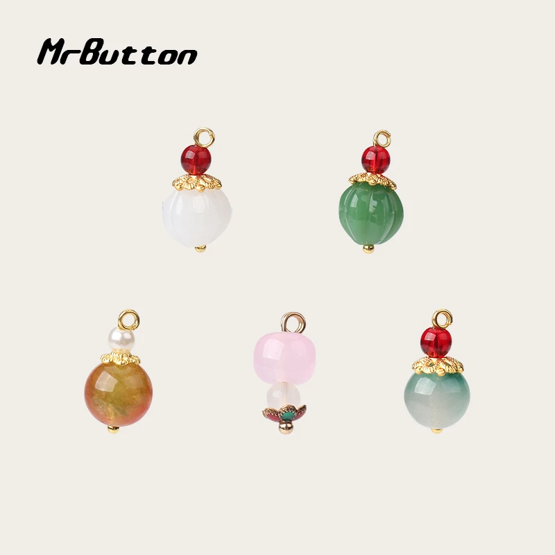 MR BUTTON 新中式南瓜琉璃装饰小扣子旗袍开衫扣子仿玉石国风纽扣