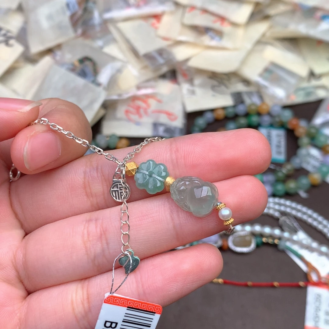 翡翠银S925镶嵌挂件一