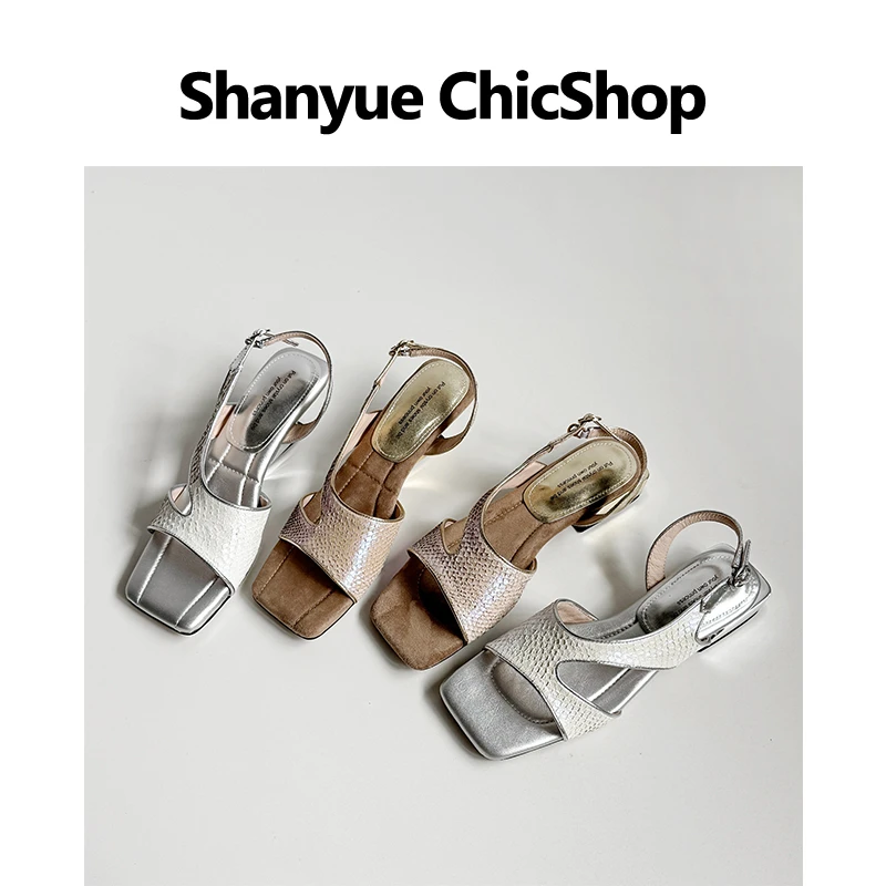 丨SY丨 -跟高3.5cm6cm 深海鱼皮老钱度假风凉鞋~