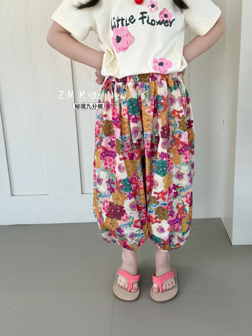 【秘境】2025夏季儿童超薄九分裤碎花沙滩裤女童防蚊裤Y-81092