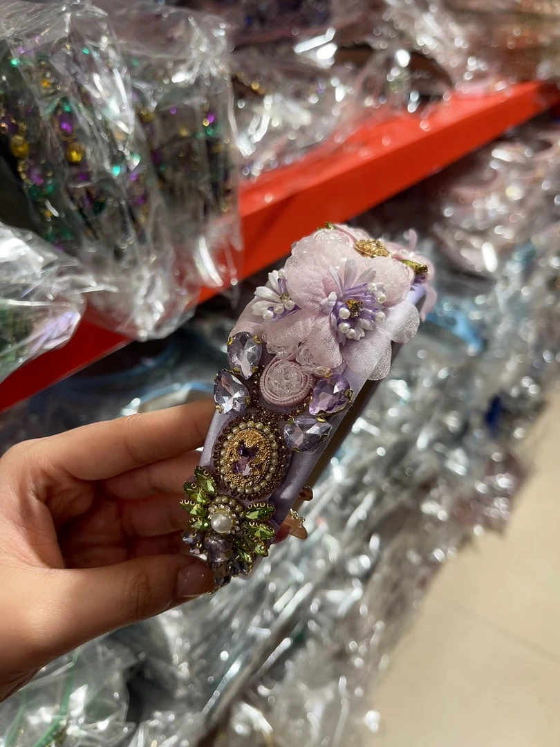 春日清新紫色立体海棠花发箍AZ652