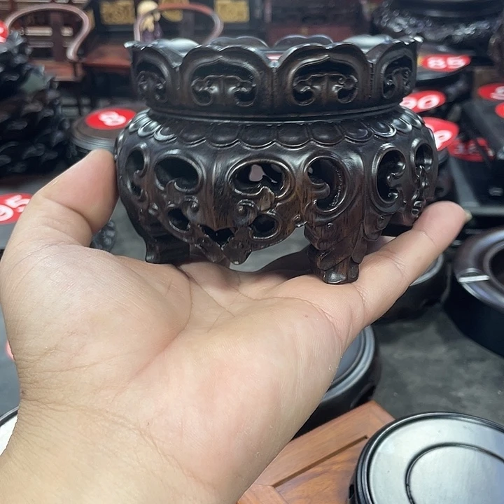 琉璃手工艺品红木底座工艺品