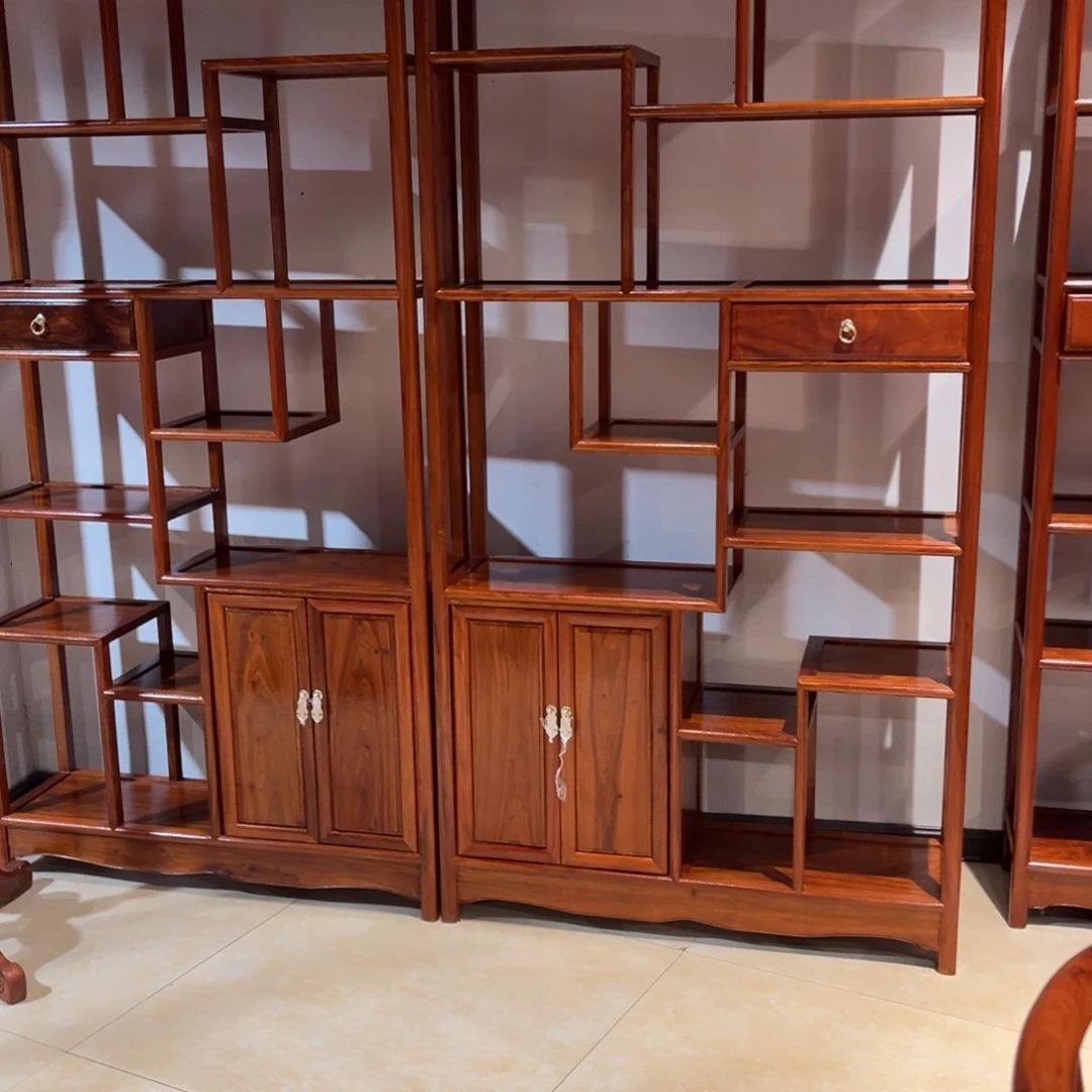 一***告花梨木类案台刺猬紫檀博古架一对