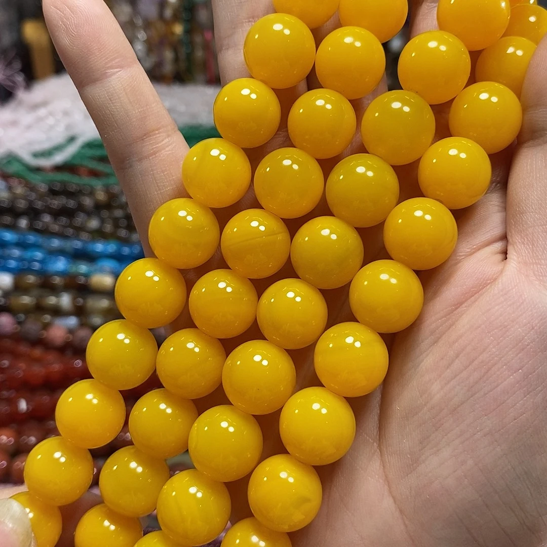 玛瑙/玉髓未镶嵌珠宝半成品鸡油黄玛瑙一条卡14mm