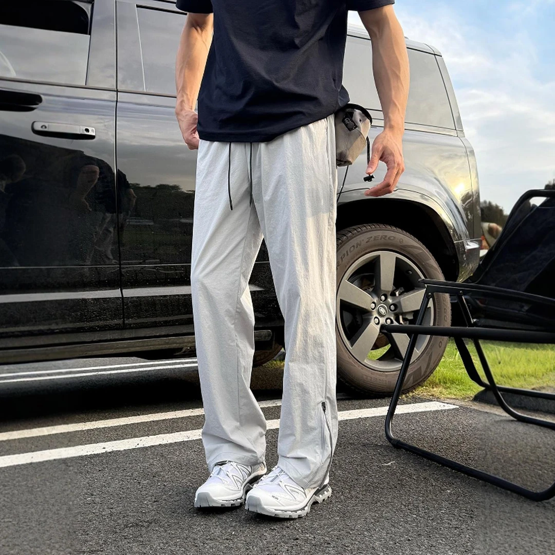 侧拉链速干裤美式高街裤子男款三防机能户外登山工装窄版直筒裤潮