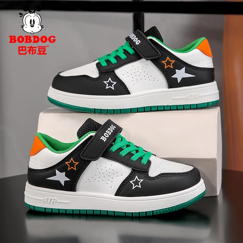 巴布豆童鞋男童板鞋儿童2025春秋新款皮面休闲鞋中大童运动鞋
