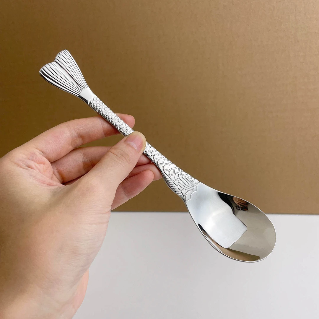 18-10鱼尾造型吃饭勺长度18.3㎝家用厨房创意家用汤匙