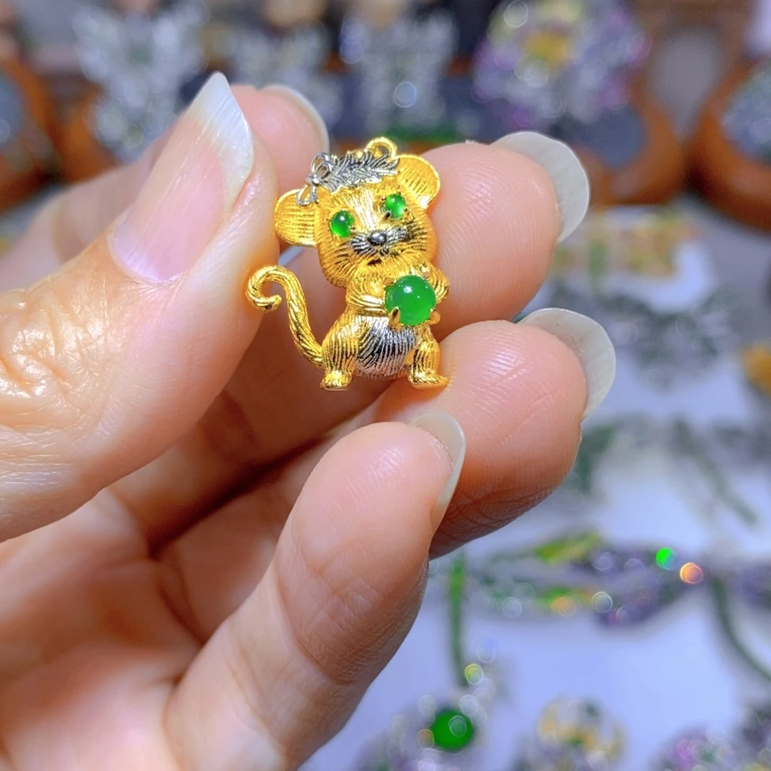 翡翠颈饰银S925镶嵌天然翡翠