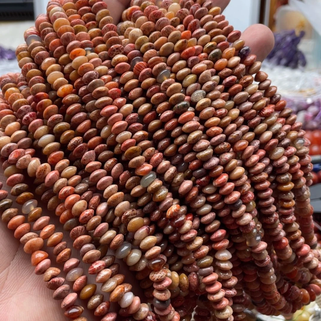 玛瑙/玉髓合金珠宝半成品一条装卡6mm红珊瑚玉飞碟珠