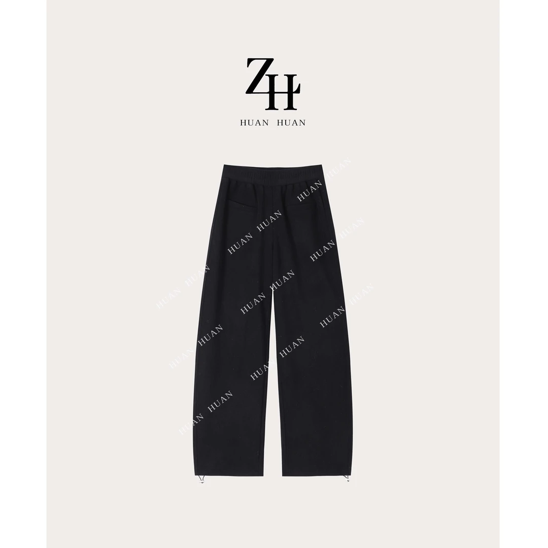 【ZH】小众设计感百搭弯刀阔腿卫裤 15005