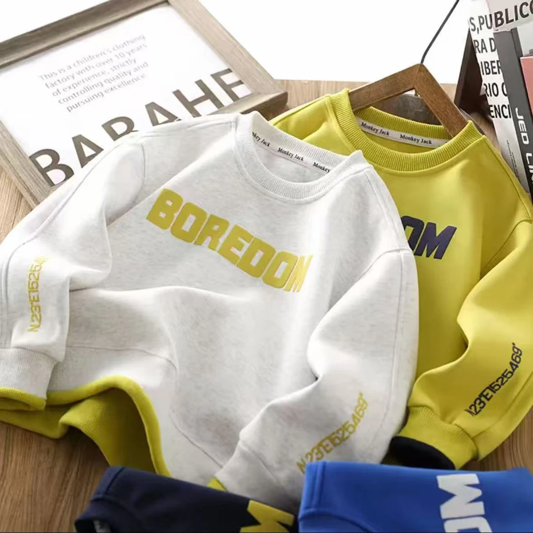 乐男童春秋假两件卫衣童装2025新款中大童儿童圆领潮流百搭男孩上