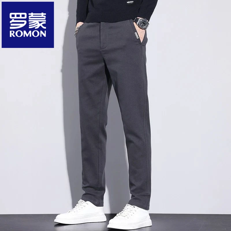 罗蒙2025春秋新款休闲裤男直筒修身男裤时尚百搭韩版弹力舒适长裤