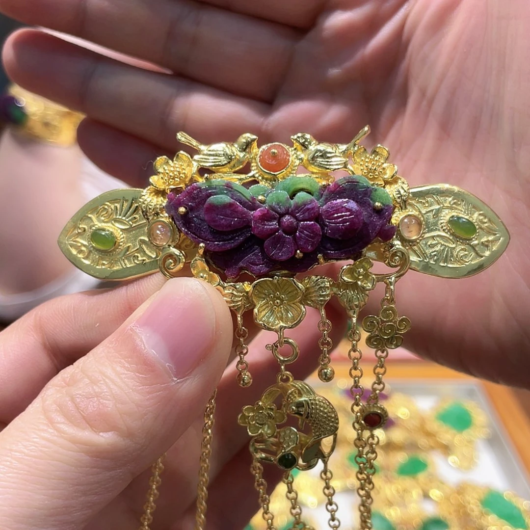 锦纶铁合金发夹红宝