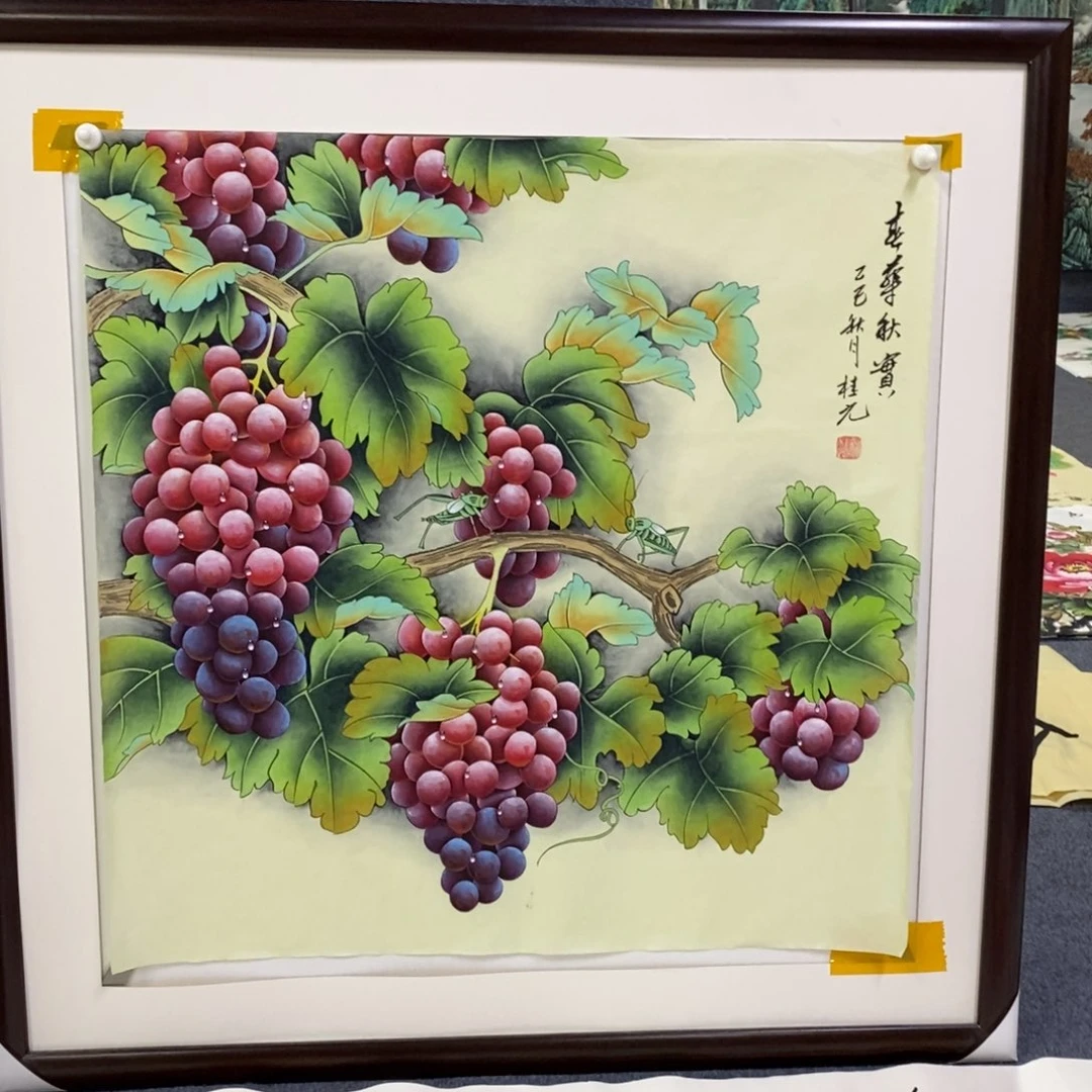 国画育*尺寸68✖️68精品工笔手绘葡萄