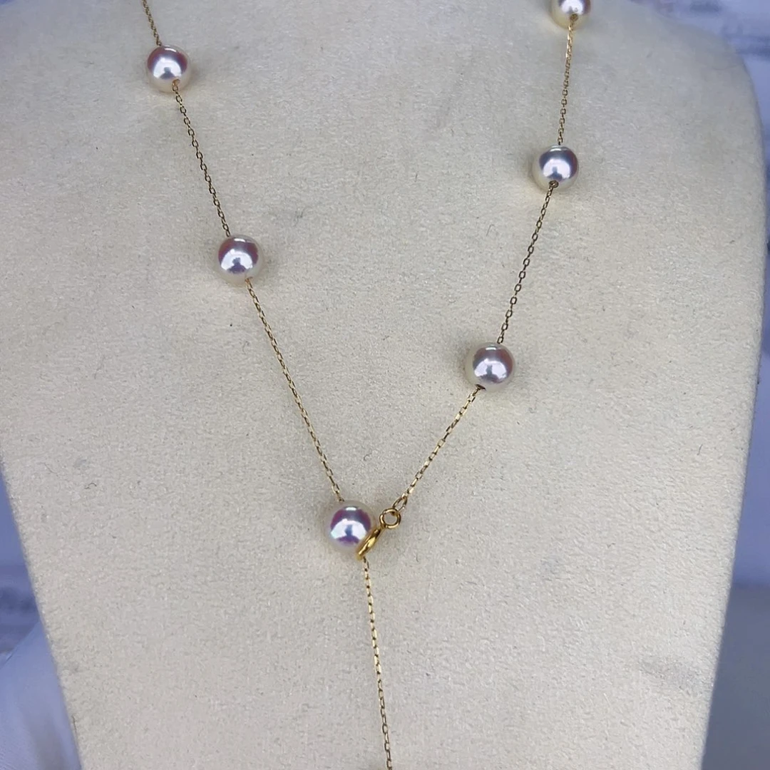 海水珍珠海水akoya设计款满天星6-7mm18K金镶嵌