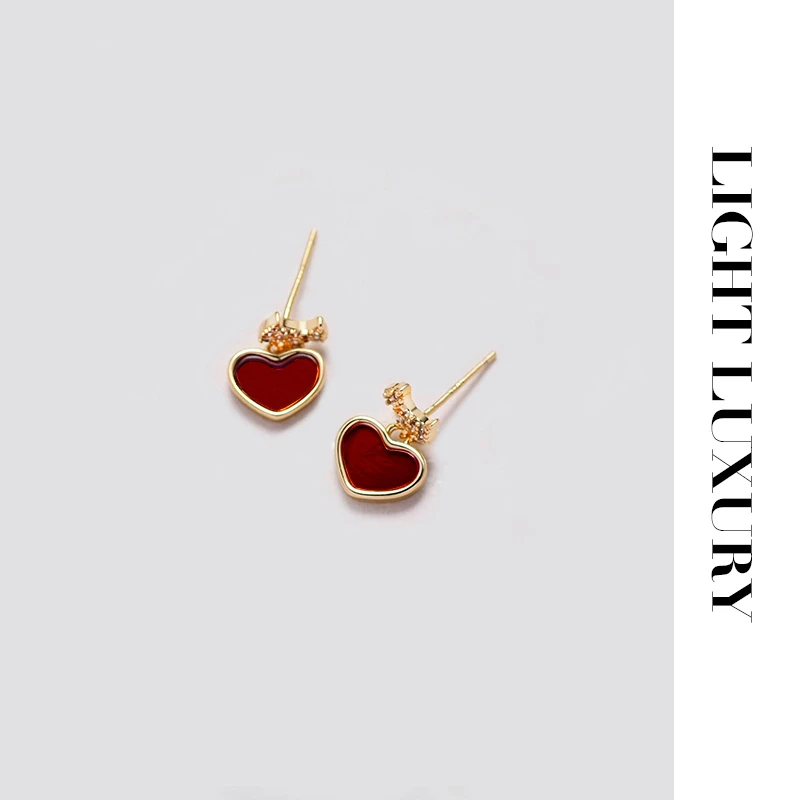 铜合金合成锆石耳饰 108 小狗爱心耳钉 耳环女