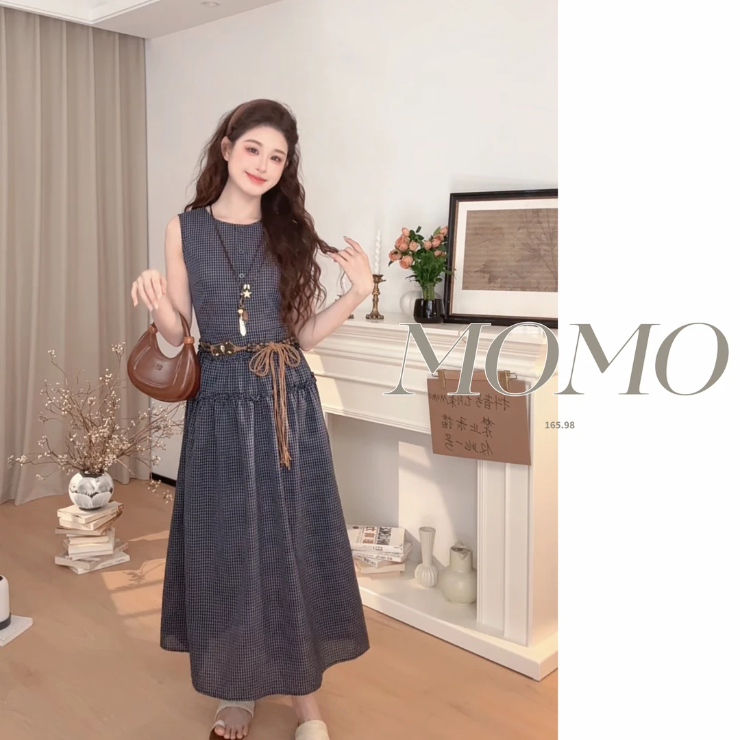 【现货+运补】蓝色背心连衣裙夏季爆款漂亮巨好看穿搭长裙3676