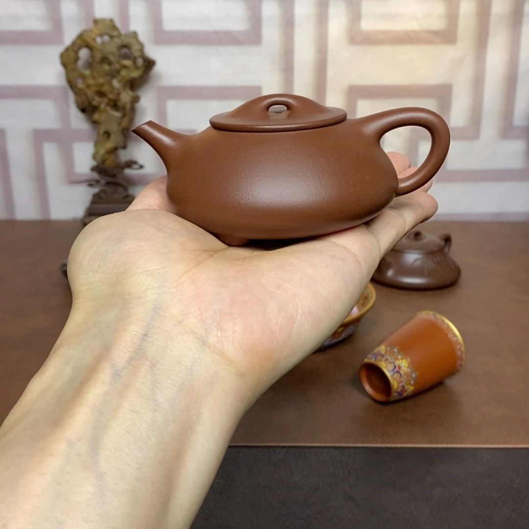 紫砂茶壶紫砂茶具老紫泥光明石瓢